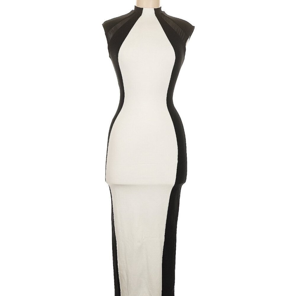 Black Tie Affair Maxi Dress - Black/White - Size M - Picture 4 of 8